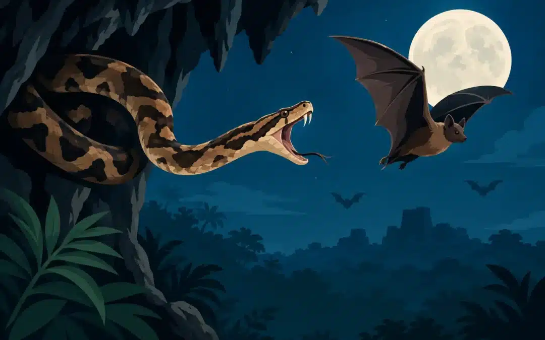 Snakes Hunting Bats in Yucatan After Dark